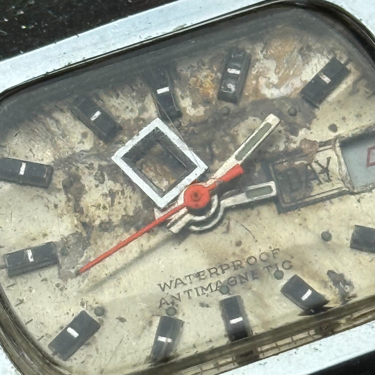 36mm Men's Vintage TV Shape Waterproof Date Swiss Manual Wind Watch PARTS REPAIR