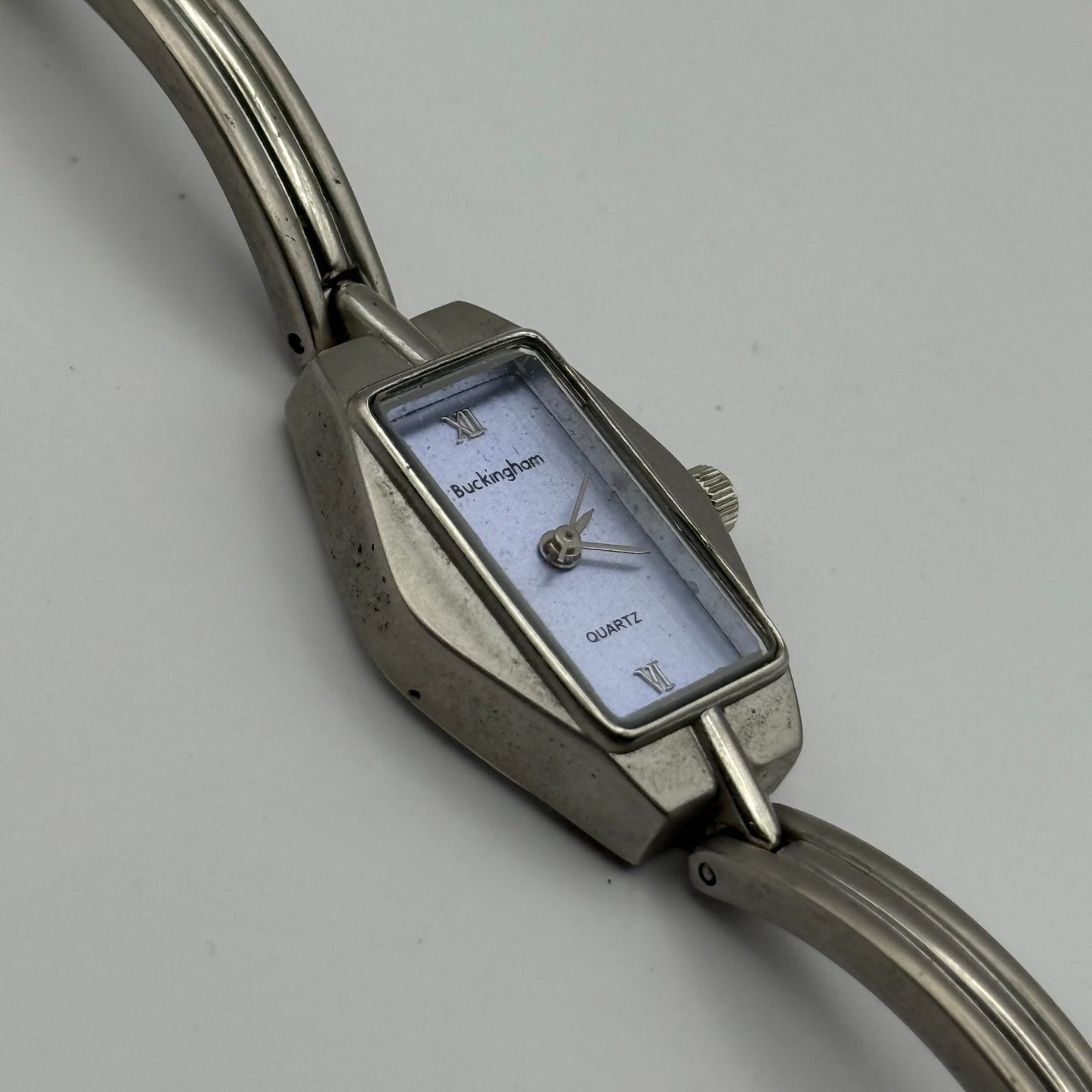 Buckingham Ladies Quartz Watch Purple Dial Silver Tone Bracelet Working 18mm