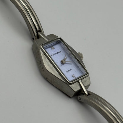 Buckingham Ladies Quartz Watch Purple Dial Silver Tone Bracelet Working 18mm