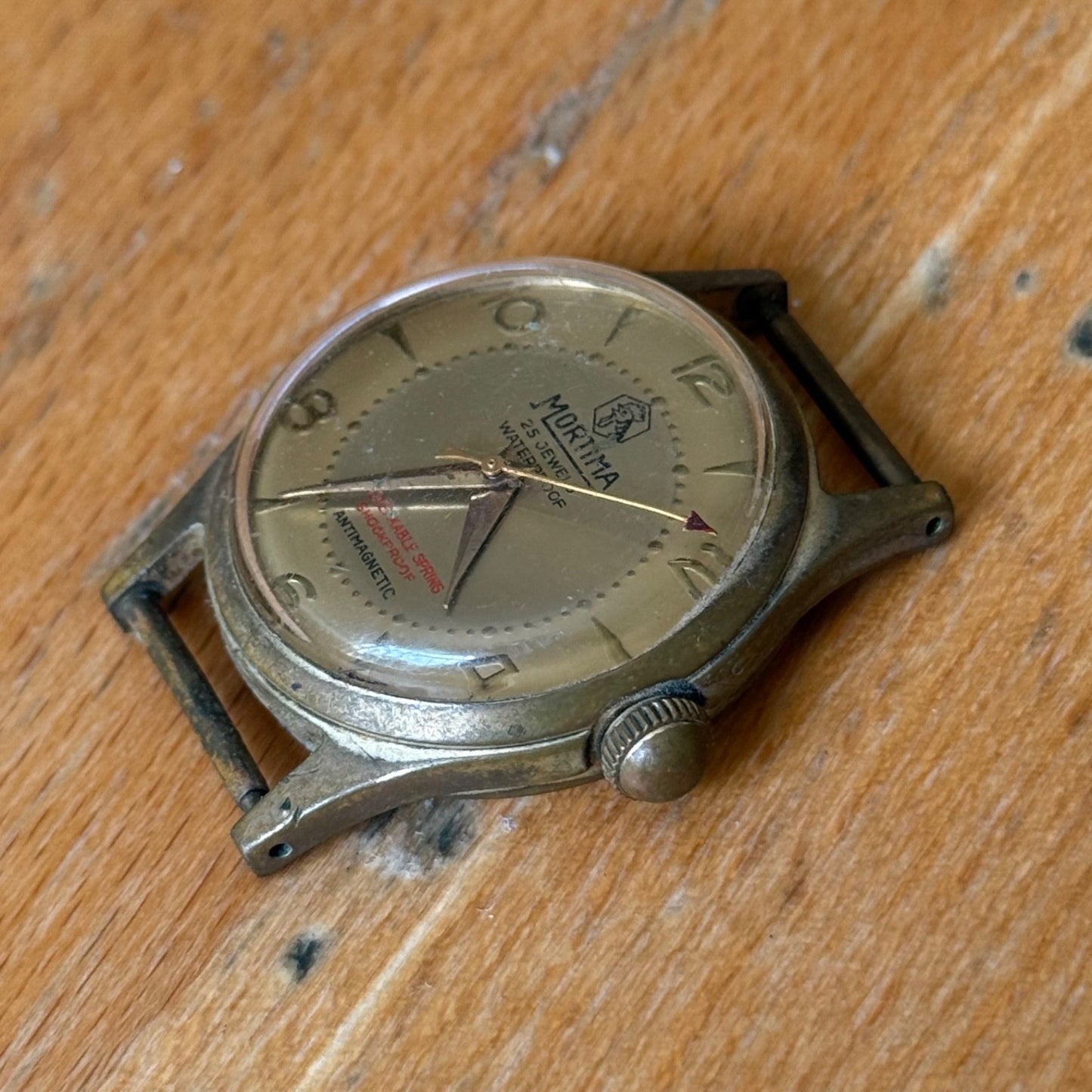 32mm Vintage Mortima 25 Jewels Unbreakable Spring Manual Wind Swiss Watch PARTS