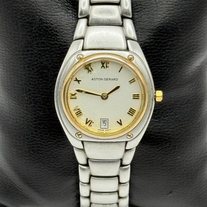Aston Gerard Ladies Quartz Watch Date Dial Two Tone Bracelet 26mm PARTS REPAIR