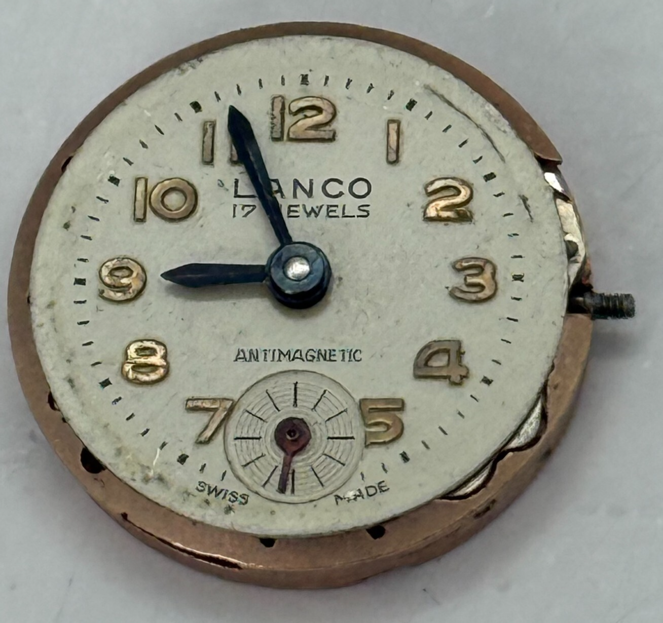 19.7mm Vintage Lanco 806 Swiss 17 Jewels Manual Wind Watch Movement PARTS REPAIR