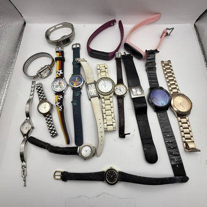 Bundle Of 16 Quartz Watches Modern / Vintage Untested Parts / Repair / Crafts