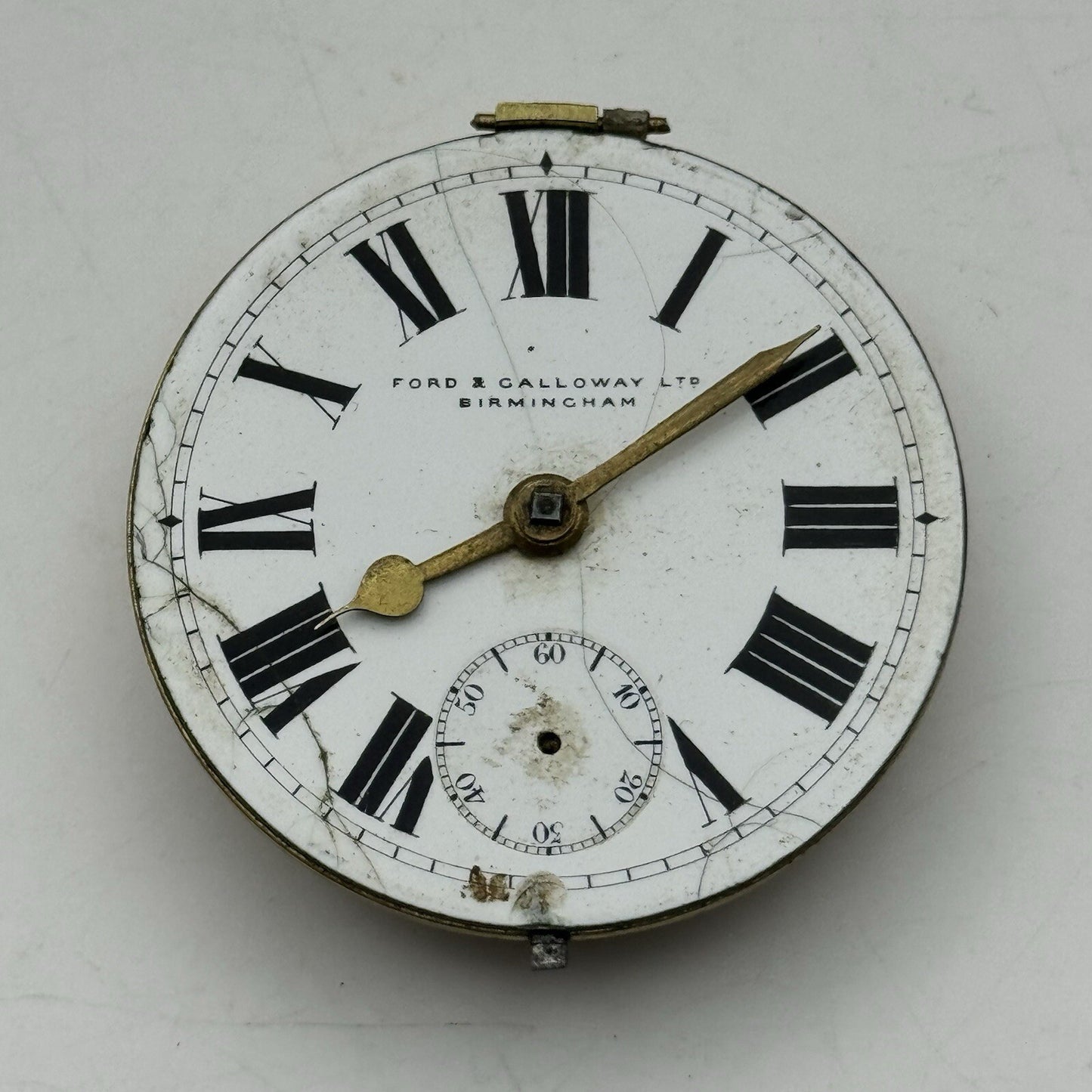 43.1mm Ford & Galloway LTD Birmingham Pocket Watch Movement FOR PARTS