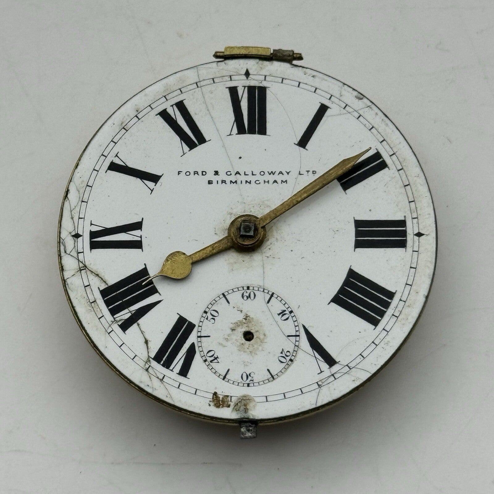 43.1mm Ford & Galloway LTD Birmingham Pocket Watch Movement FOR PARTS