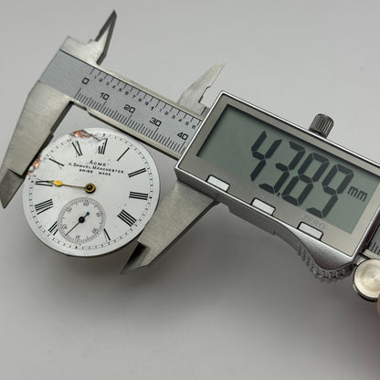 43.8mm Antique H Samuel Manchester Patent Balance Pocket Watch Movement PARTS