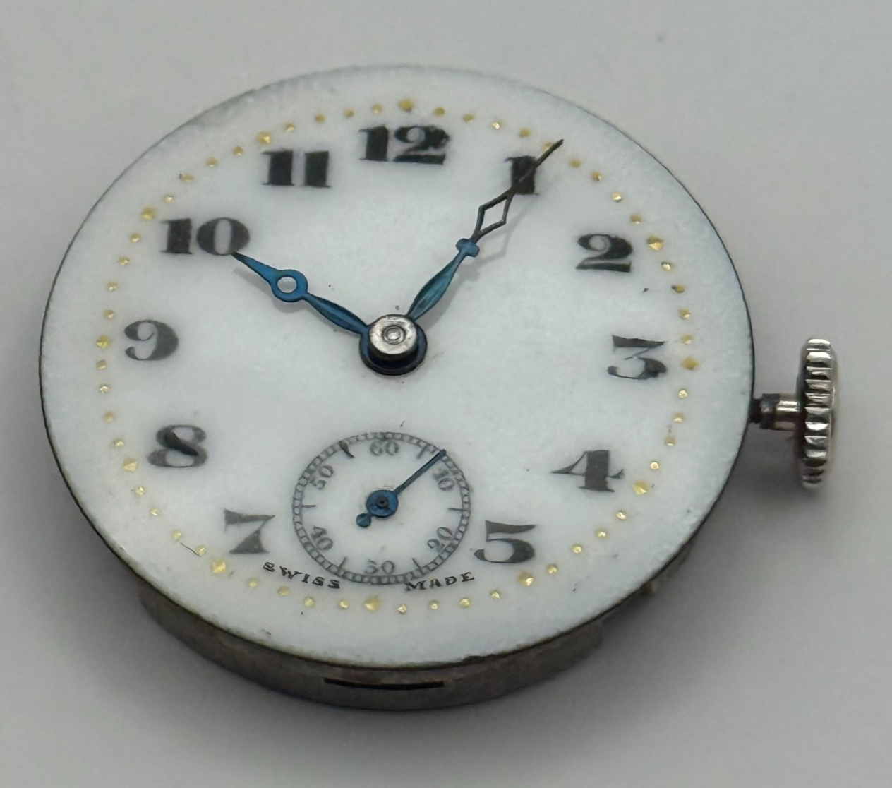 Quality Enamel Dial Watch Movement Manual Wind Vintage Swiss Parts Repair 23.1mm