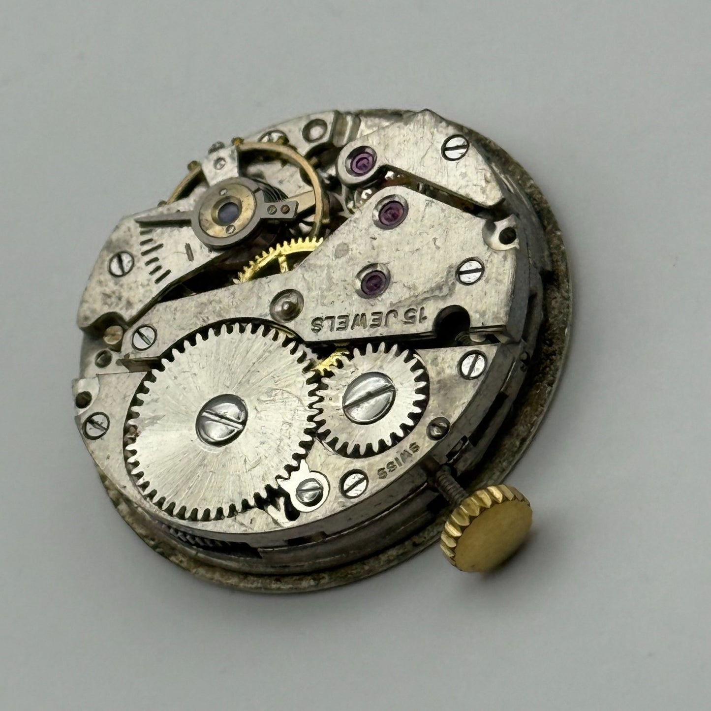 AS 1002 984 Watch Movement Avia Running Manual Wind Vintage Parts Repair 23.6mm