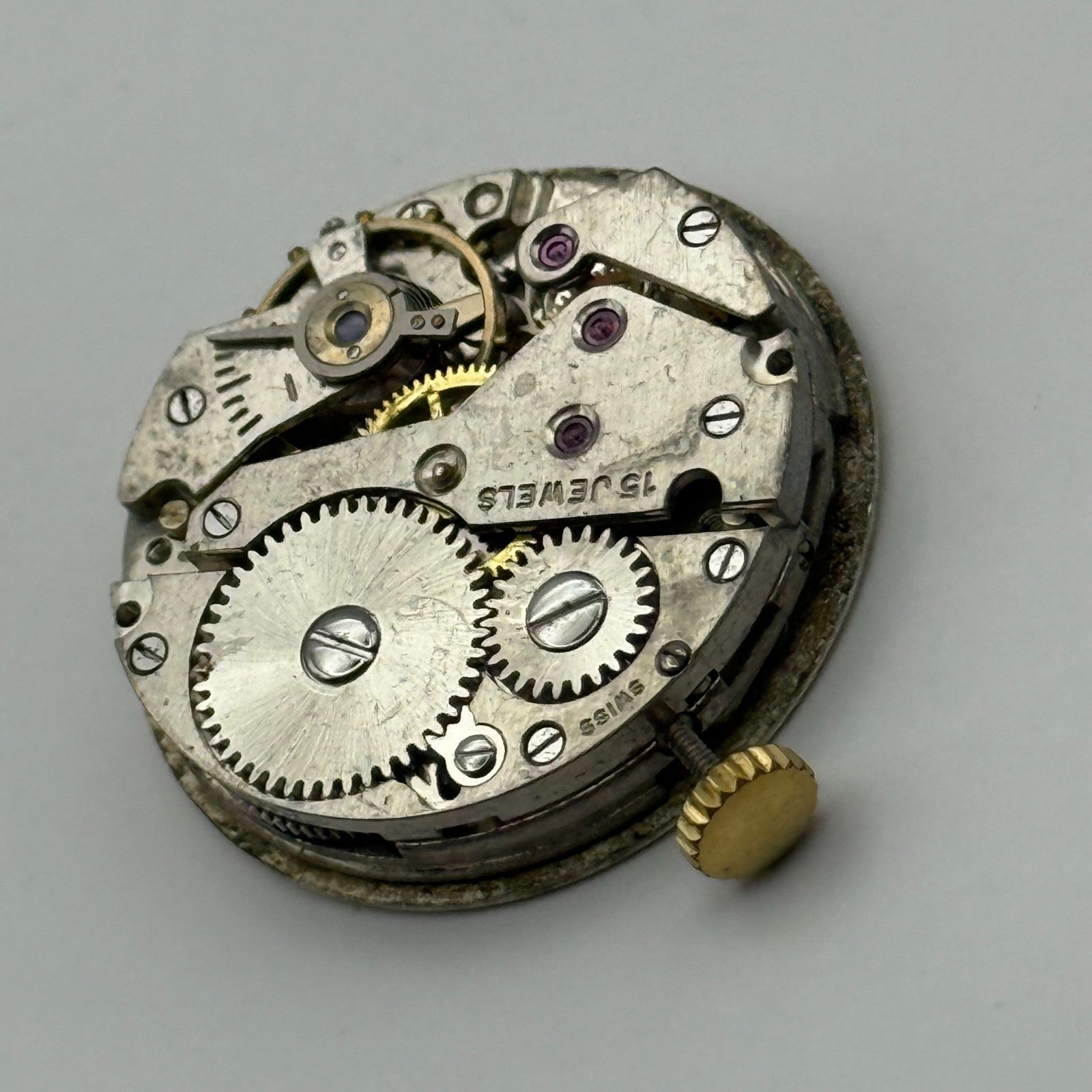 AS 1002 984 Watch Movement Avia Running Manual Wind Vintage Parts Repair 23.6mm