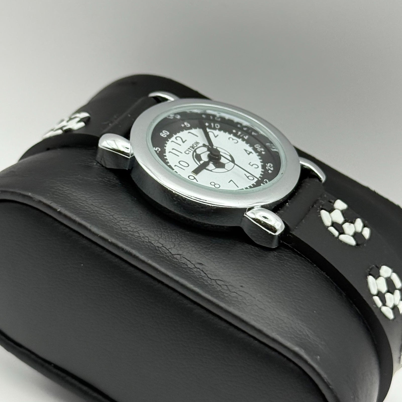 Citron Kids Quartz Watch Soccer Ball Print Strap Sporty Working 27mm New Battery