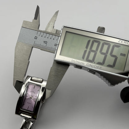 Louis Valentine Ladies Quartz Watch Purple Dial Silver Tone Japan Working 19mm