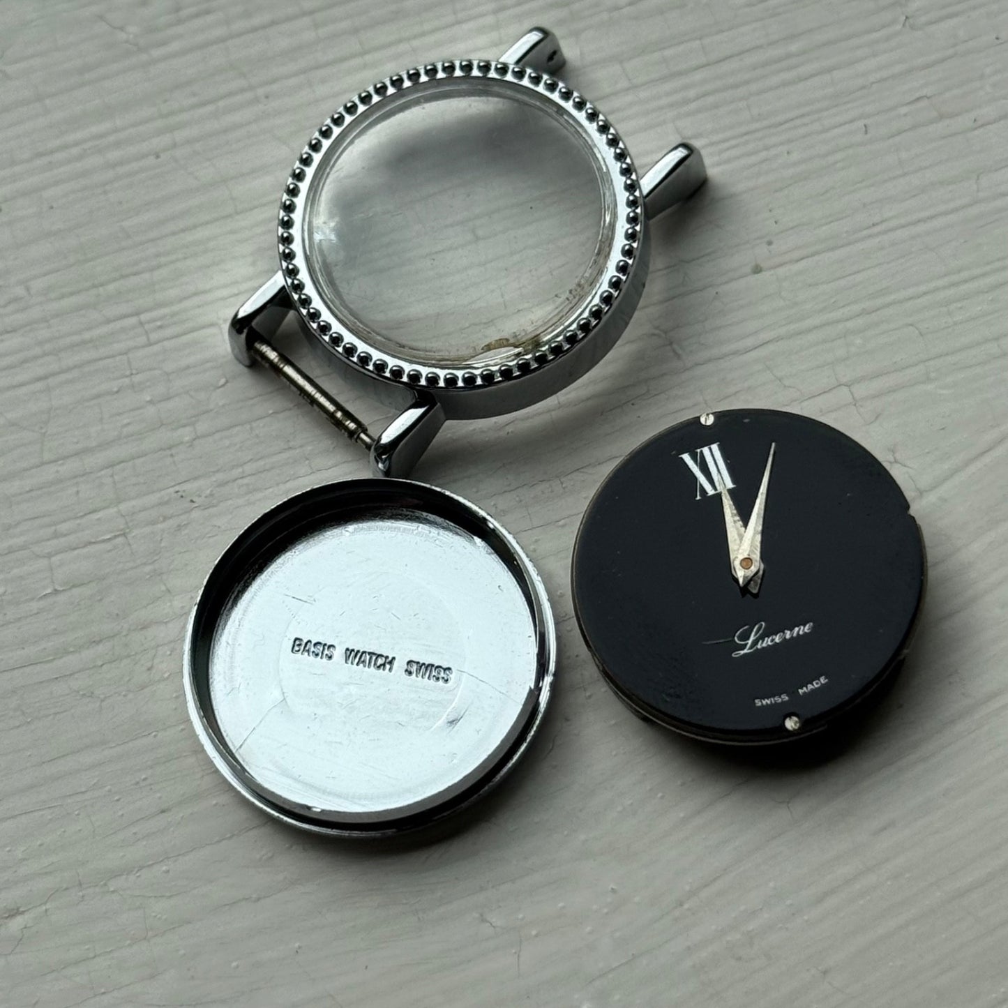 26mm Vintage Lucerne BFG 844 Swiss Black Dial Manual Wind Watch PARTS / REPAIR