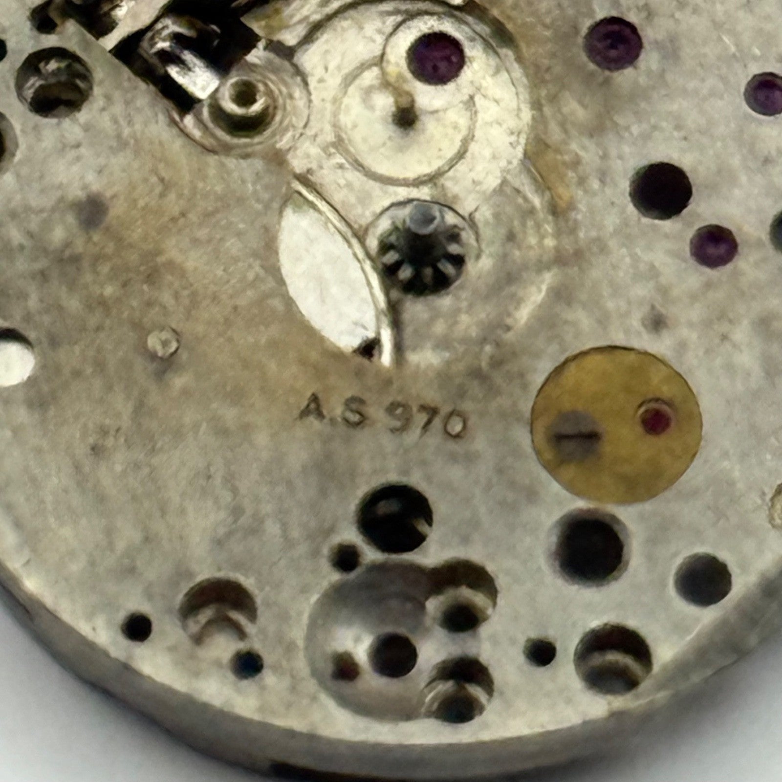 AS 970 Watch Movement Manual Wind Vintage Swiss Incomplete Parts Repair 19.6mm