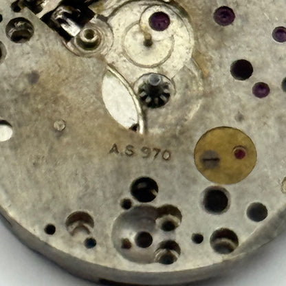 AS 970 Watch Movement Manual Wind Vintage Swiss Incomplete Parts Repair 19.6mm