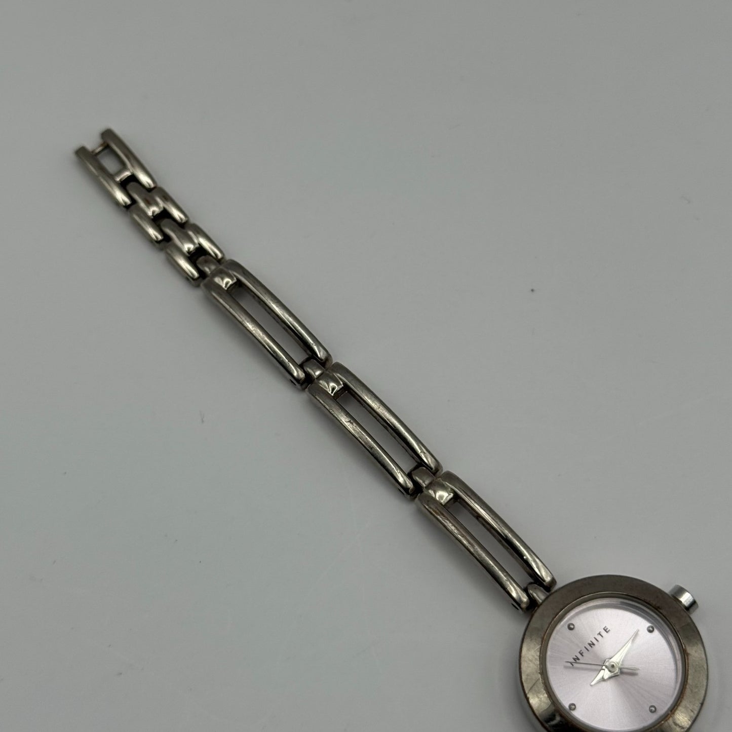 Infinite Ladies Quartz Watch Silver Tone Bracelet Japan Working 20mm 6.75 Inches