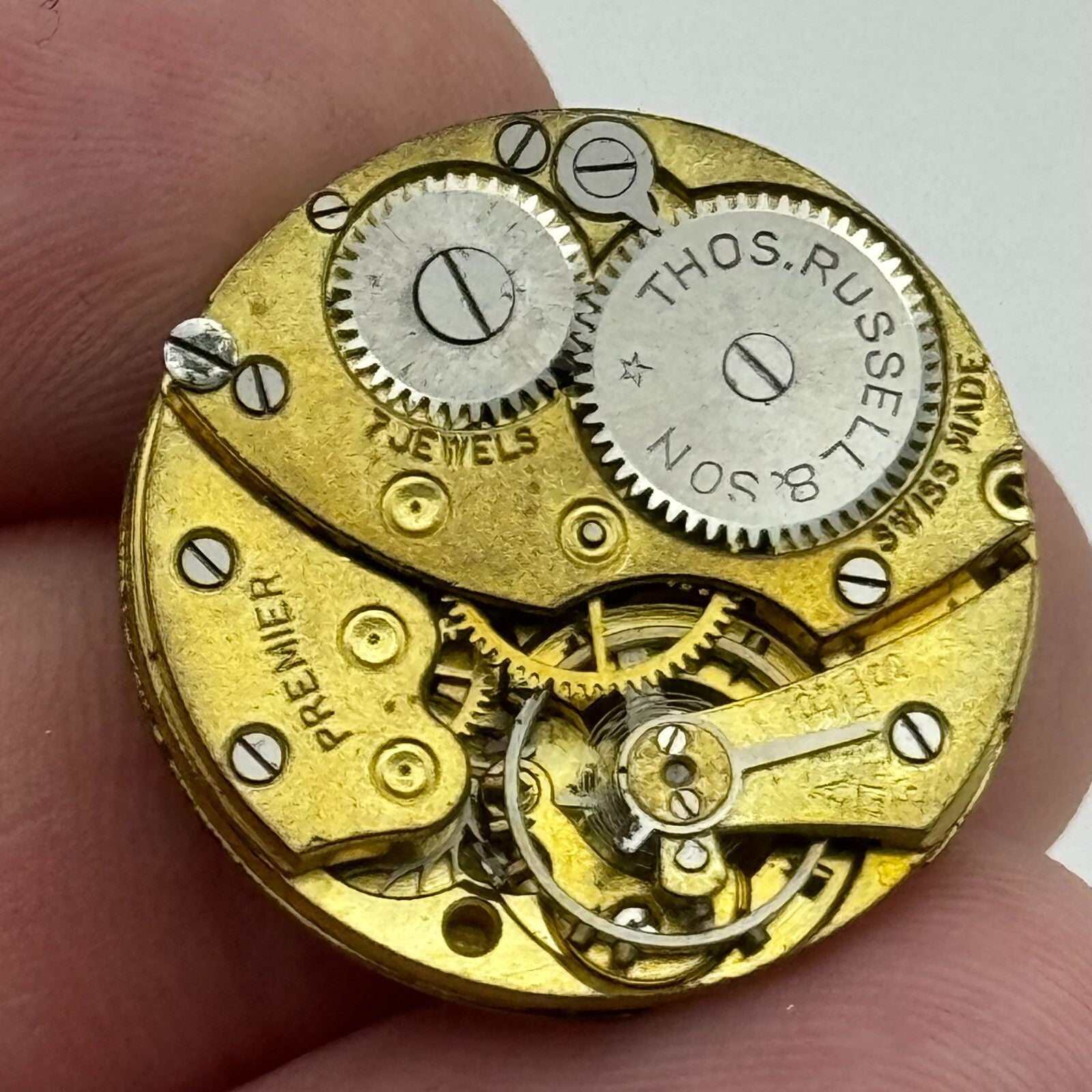 23.6mm Thomas Russell & Son Premier Balance Intact Watch Movement Vintage PARTS