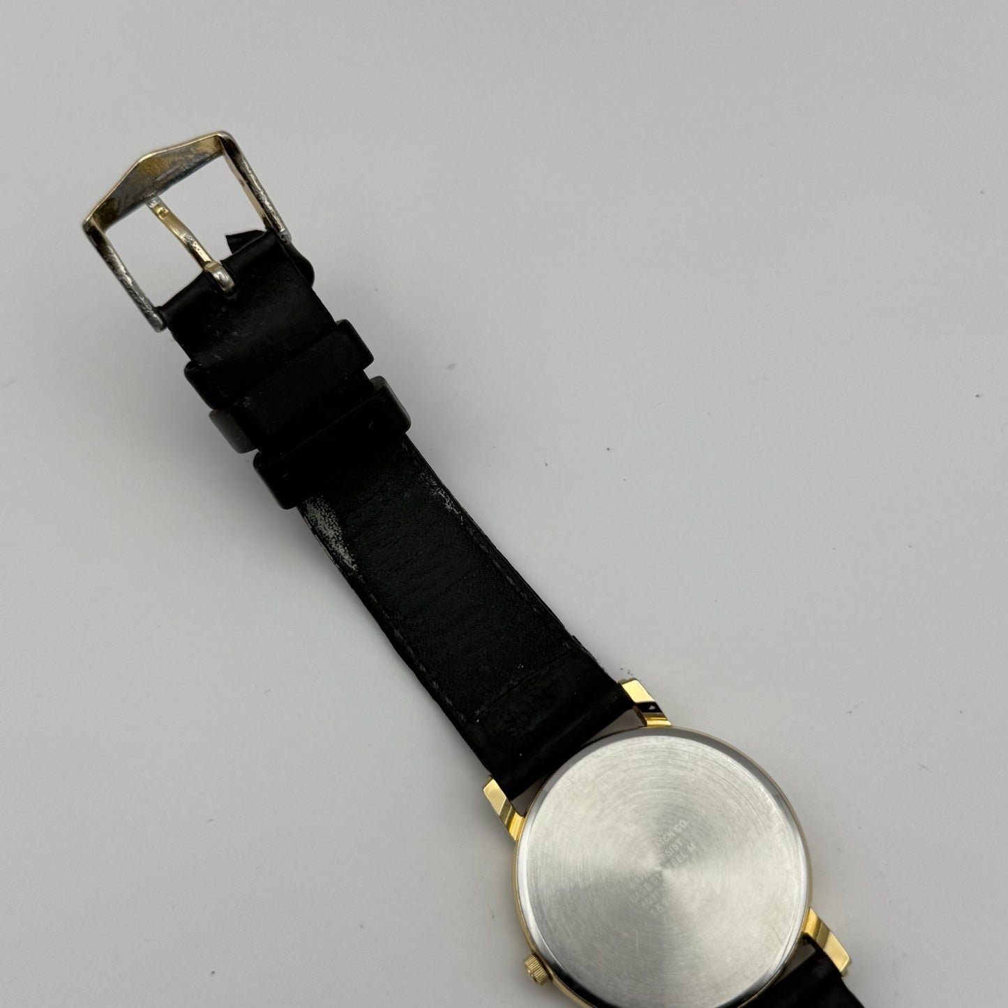 Citizen Ladies Quartz Watch Gold Tone White Dial Black Strap Japan Working 33mm