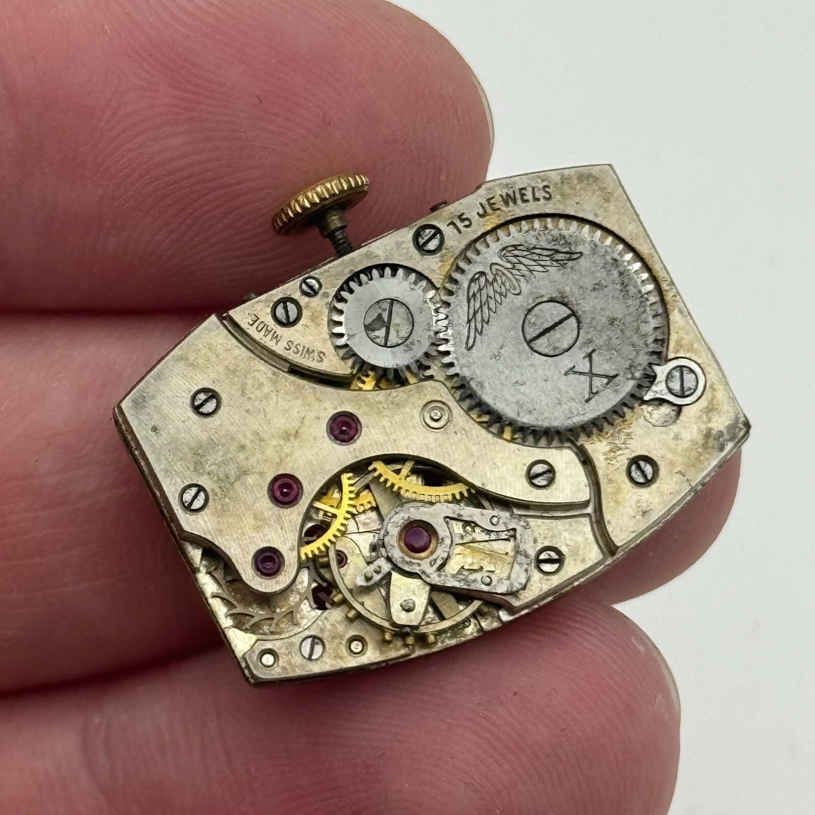 19.2mm Rotary Peseux Tank Watch Movement 15 Jewels Manual Wind 1930s Swiss PARTS