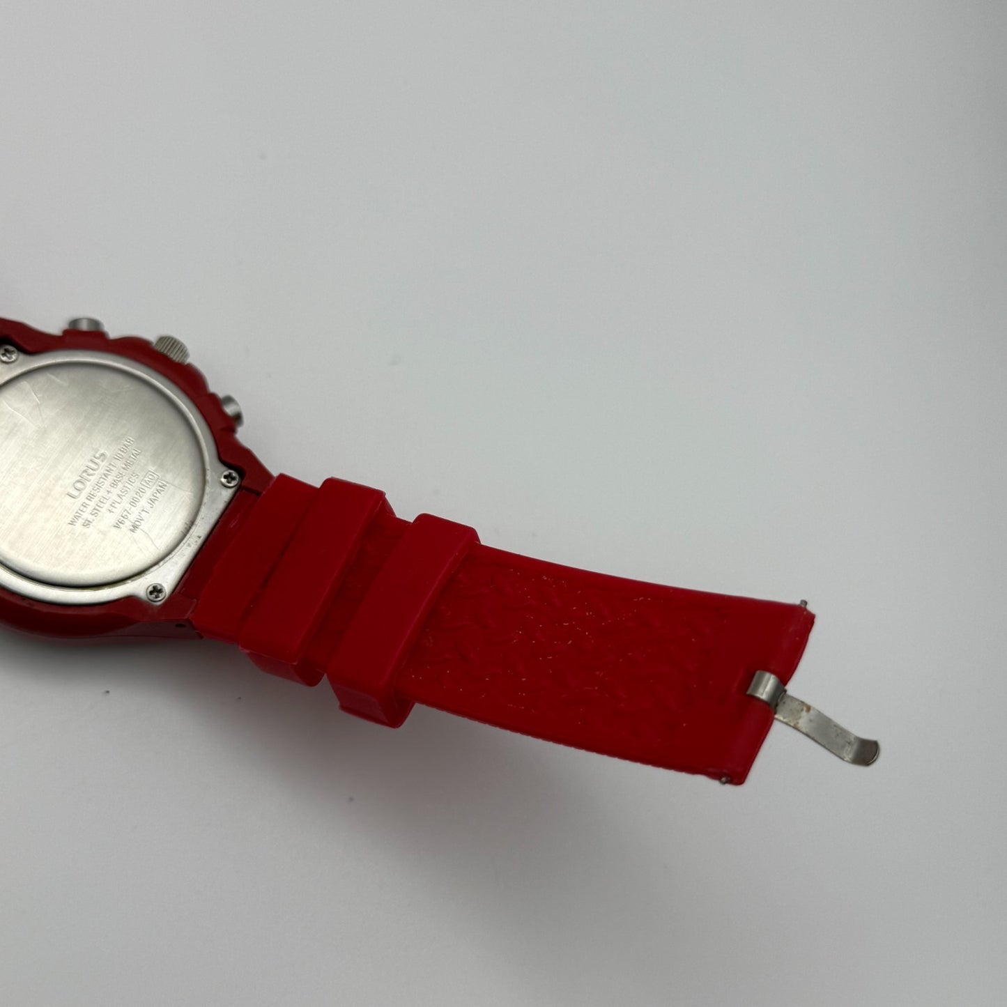 Lorus Men's Plastic Chronograph Quartz Watch v657-0020 Red 39mm Runs To Repair