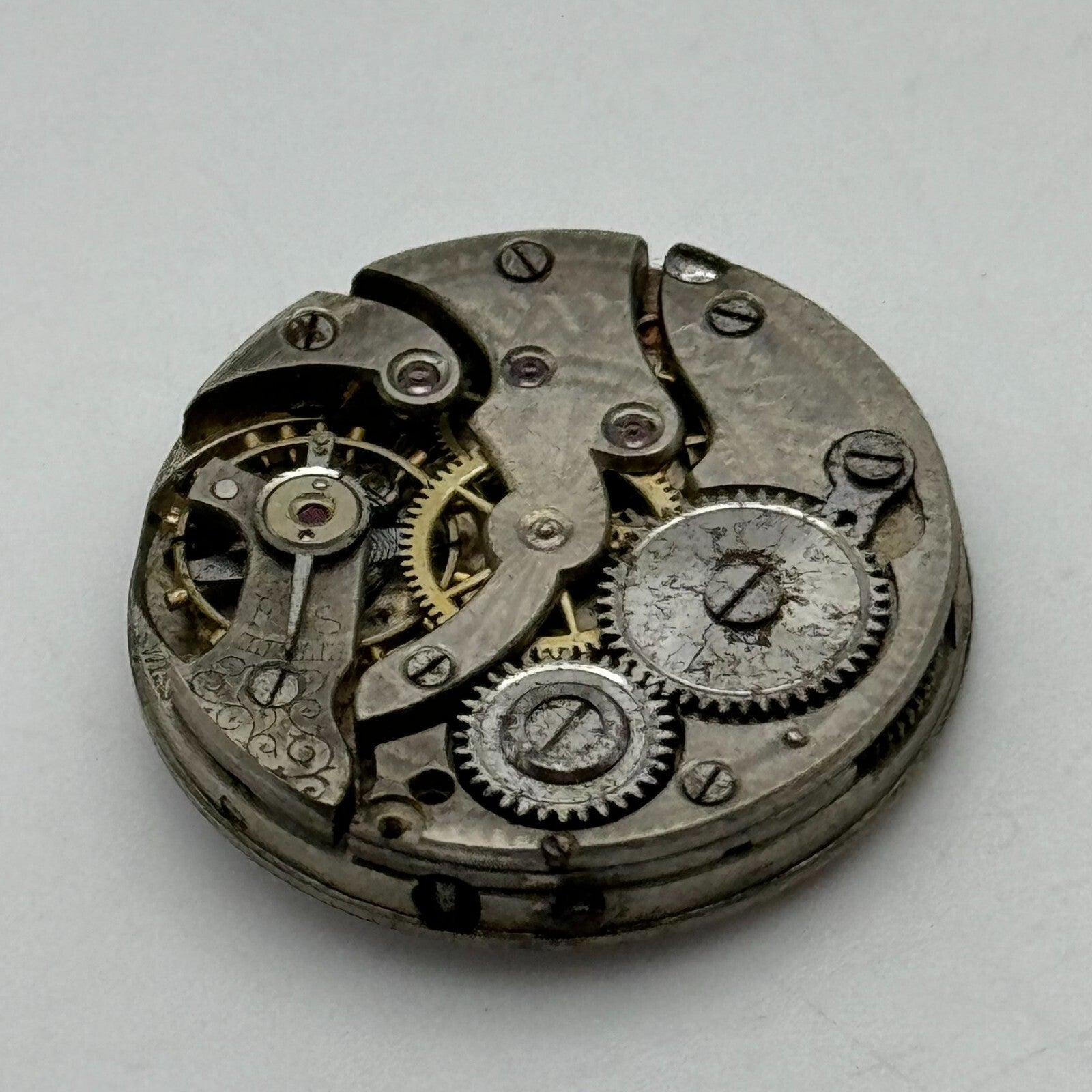 25.3mm Unidentified Trench Watch Movement & Dial Manual Wind Vintage Swiss PARTS