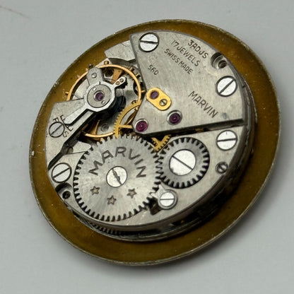 Marvin 560 Watch Movement Manual Wind Vintage Swiss 17 Jewels Parts 23.6mm