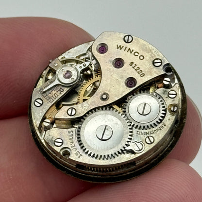 23.6mm Winco 81220 Manual Wind 15 Jewels Watch Movement Swiss Vintage PARTS