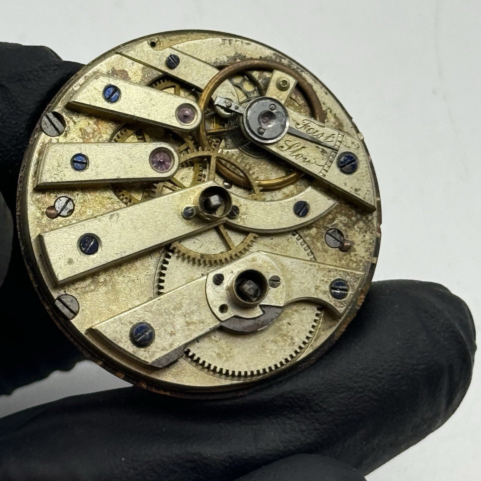 34.9mm Quality White Porcelain Dial Cylinder Watch Movement FOR PARTS
