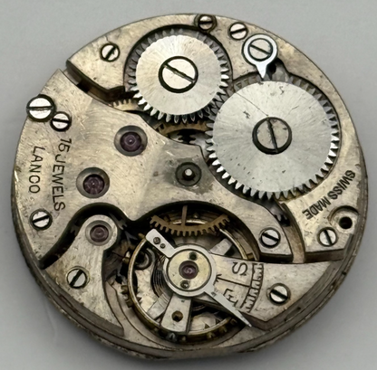 Lanco Trench 15 Jewels Watch Movement Manual Wind Vintage Parts Repair 24.3mm