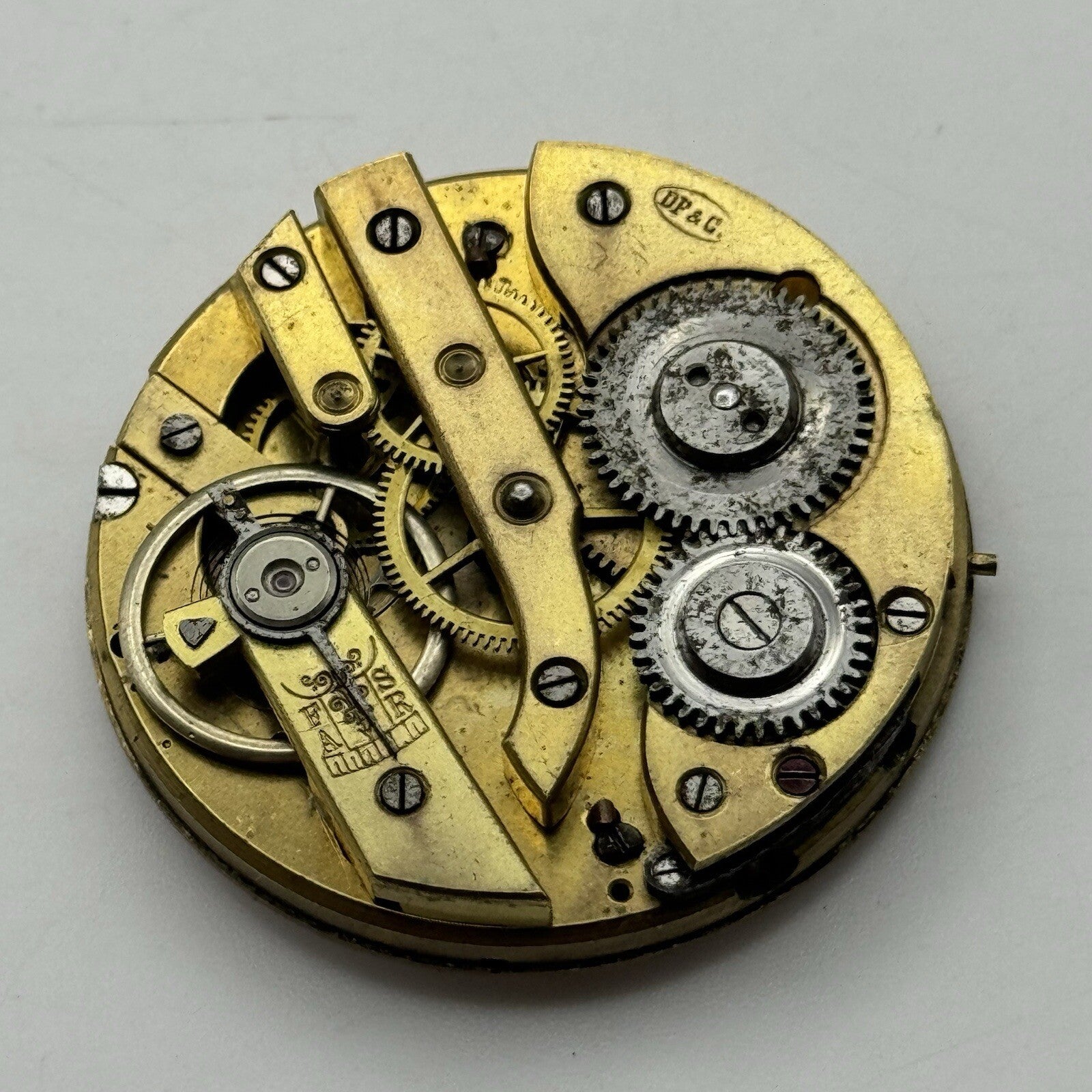 41.2mm Manual Wind D F & C Cylinder Pocket Watch Movement Dial FOR PARTS