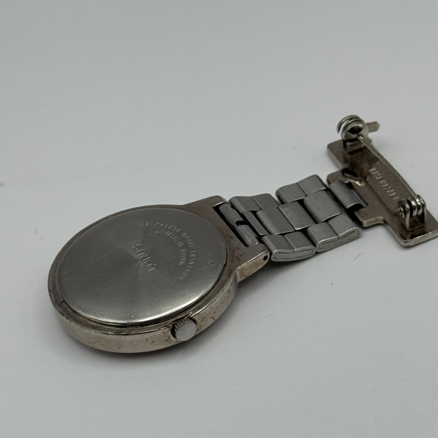 Lorus Quartz Fob Nurse Watch Blue Dial Base Metal Japan Working 29mm