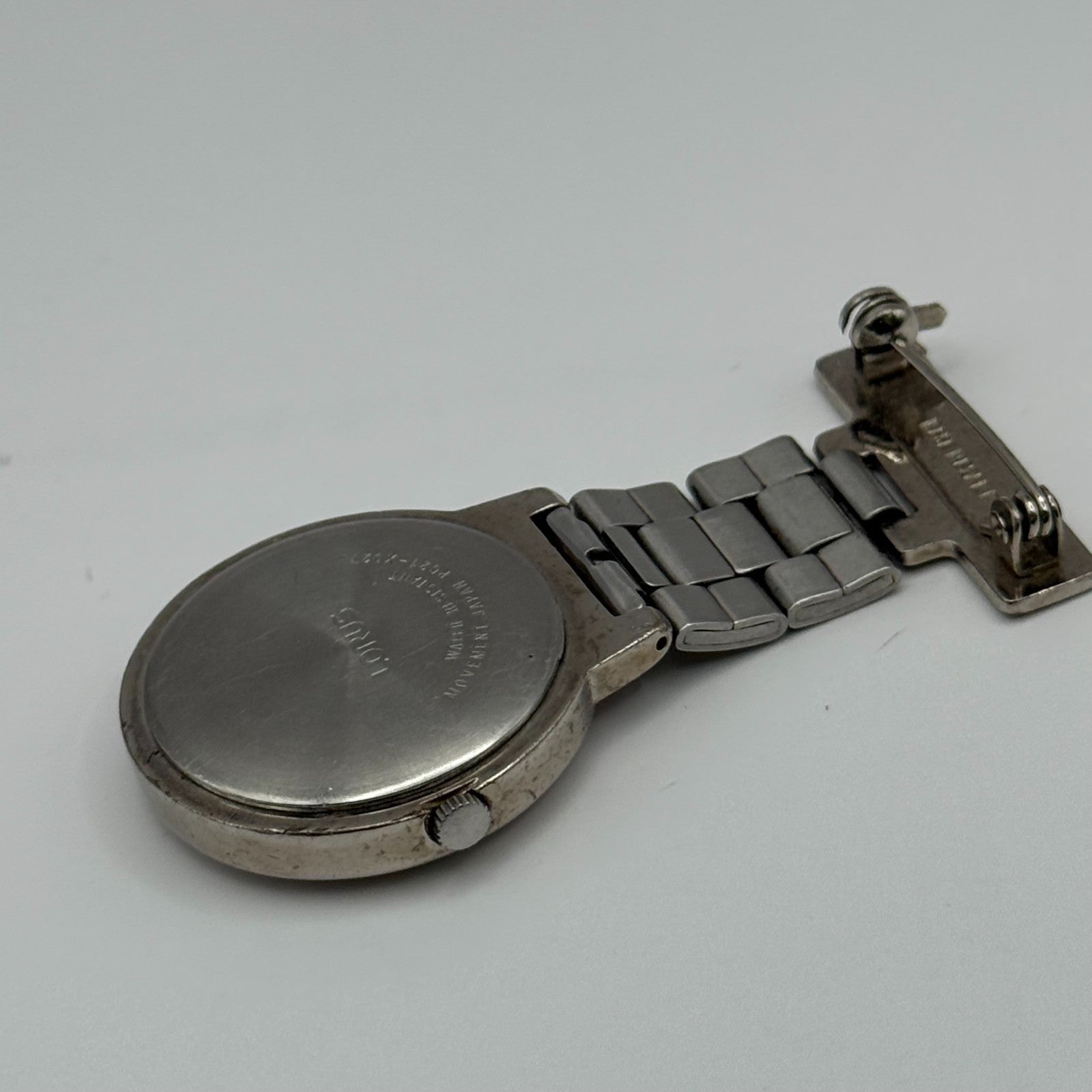 Lorus Quartz Fob Nurse Watch Blue Dial Base Metal Japan Working 29mm