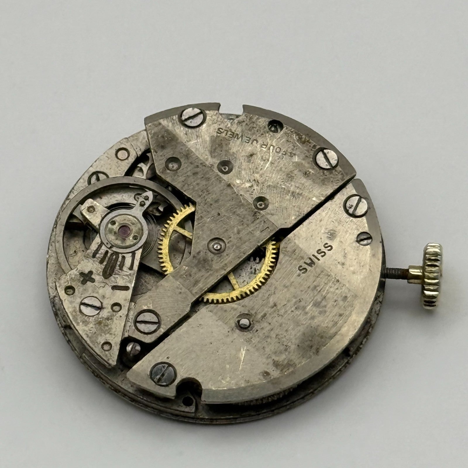 Amida 542 Watch Movement Manual Wind Vintage Swiss 4 Jewels Parts Repair 27mm