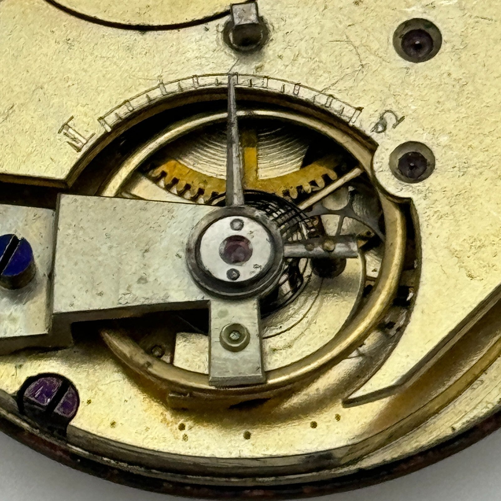 46.4mm Antique Four Pair Jewelled Unique Key Wound Pocket Watch Movement PARTS