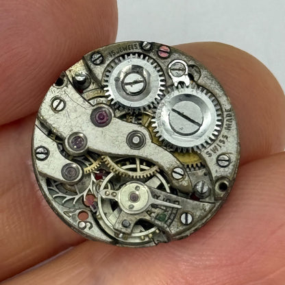 19.7mm Vintage ETA 15 Jewels Manual Wind Watch Movement PARTS REPAIR