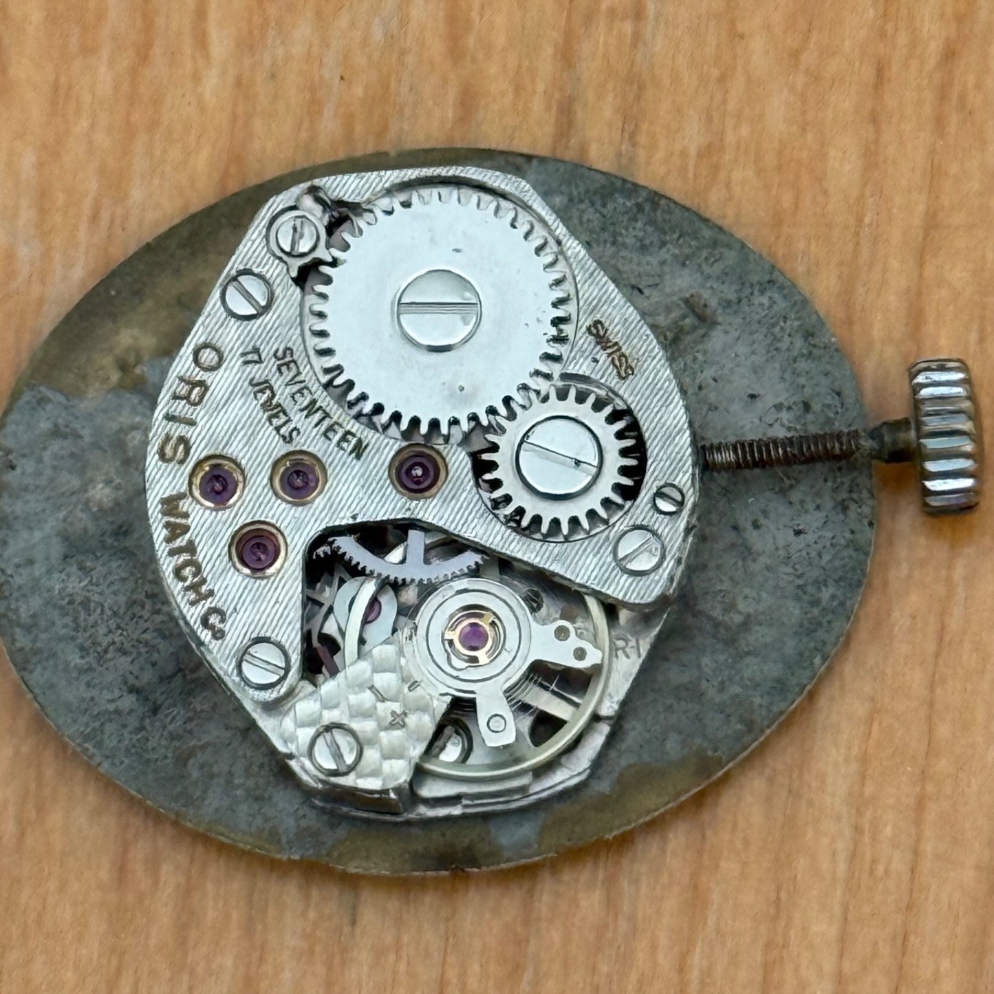 26mm Vintage Oris Super 17 Jewels Grey Dial Manual Wind Watch PARTS / REPAIR