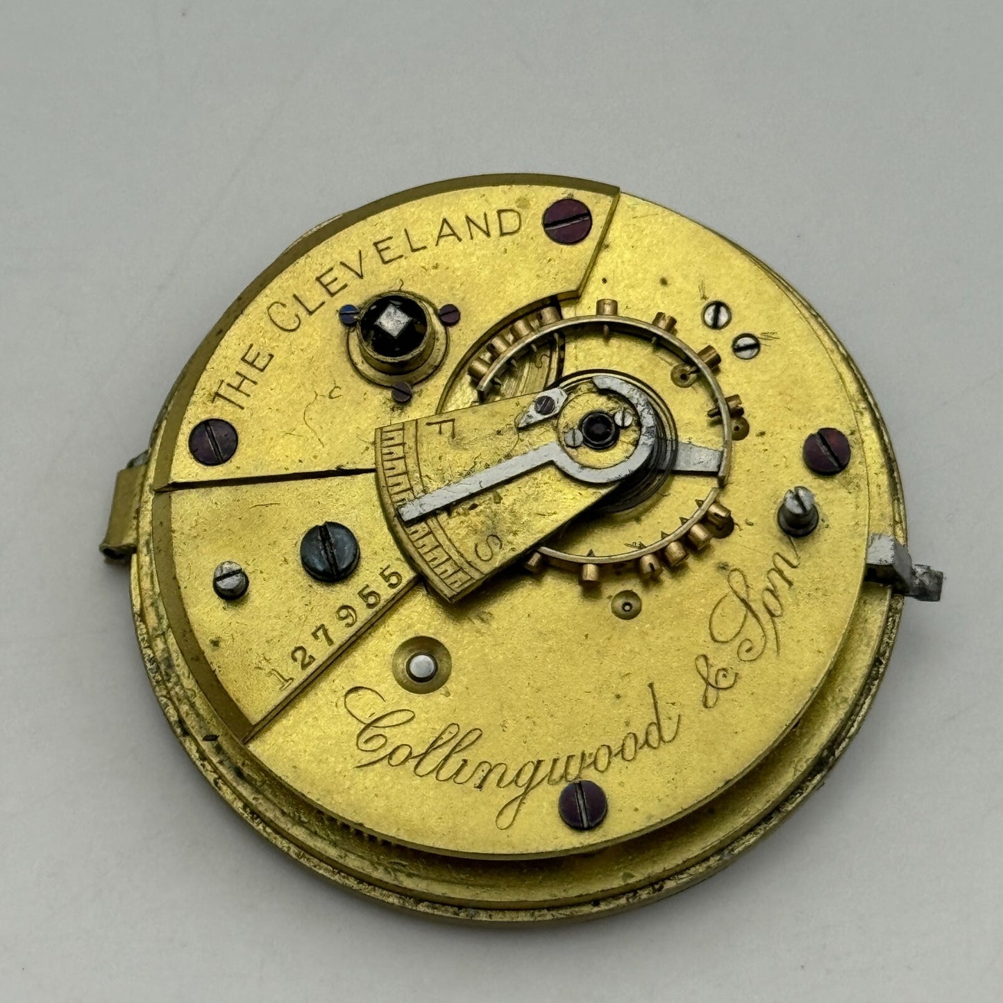 44.9mm Antique Collingwood & Son The Cleveland Pocket Watch Movement PARTS SPARE