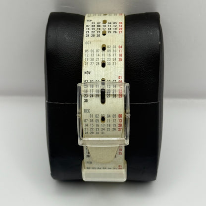 1998 Swatch Calendarium GK726 Quartz Watch Date White Dial Swiss + Box 33mm