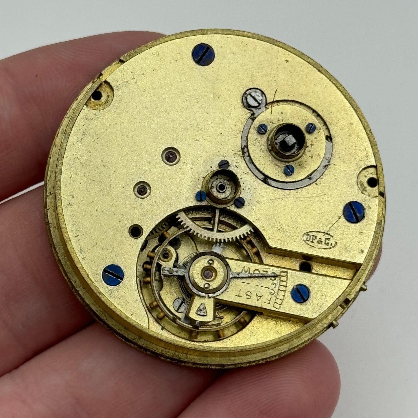 45.3mm Antique Dimier Freres & Cie D F & C Key Wound Pocket Watch Movement PARTS