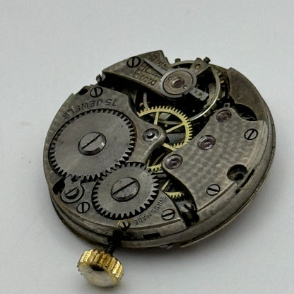 23.6mm Unidentified 15 Jewels Manual Wind Watch Movement Swiss Vintage PARTS