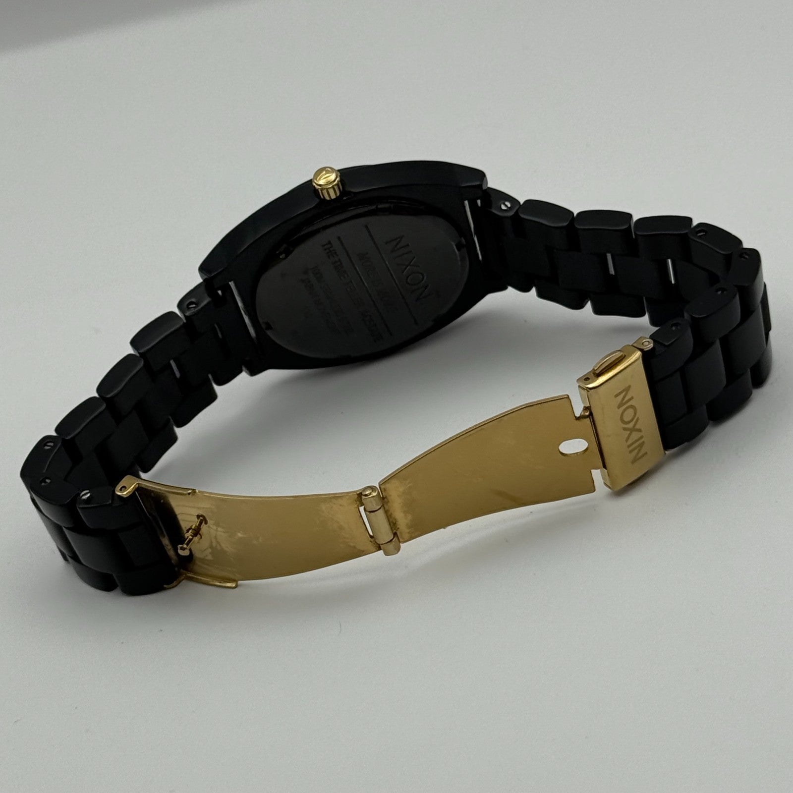 Nixon The Time Teller Acetate Men's Quartz Watch Black Japan Working 39mm