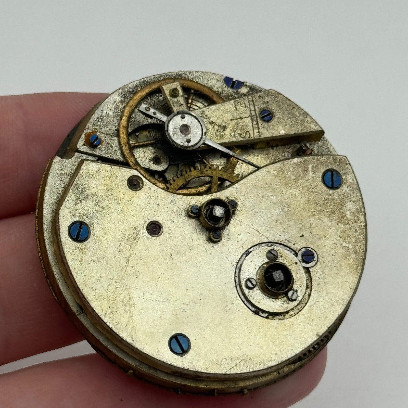 47.6mm Antique Key Wound Pocket Watch Movement Dial PARTS REPAIR SPARES