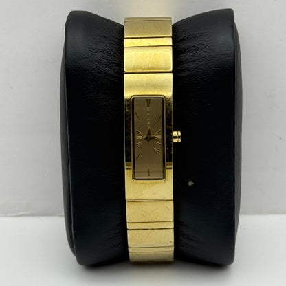 12mm Working Ladies Gold Plated DKNY NY-3814 Quartz Rectangle Watch 5.5 Inches