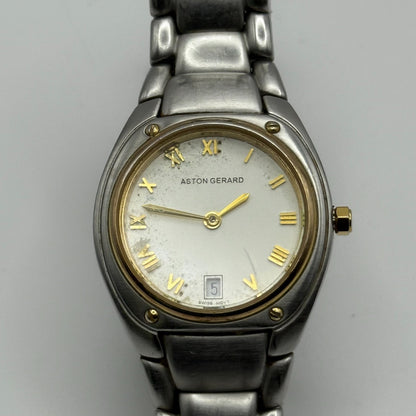 Aston Gerard Ladies Quartz Watch Date Dial Two Tone Bracelet 26mm PARTS REPAIR