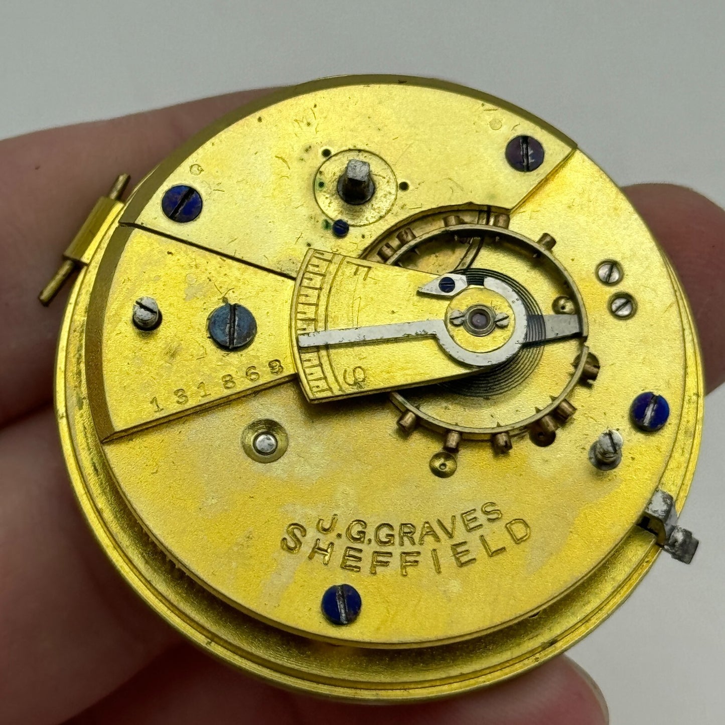 44.9mm Antique J G Graves Sheffield English Express Lever Pocket Watch Movement
