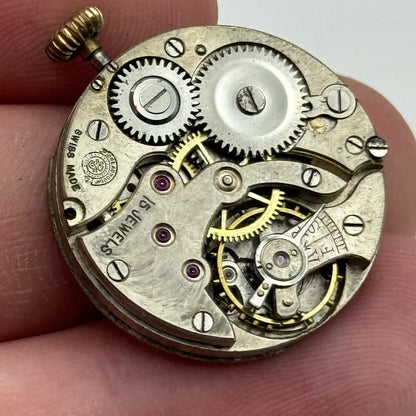 25mm Dreadnought Balance Ok Trench Watch Movement 15 Jewels Vintage Swiss PARTS