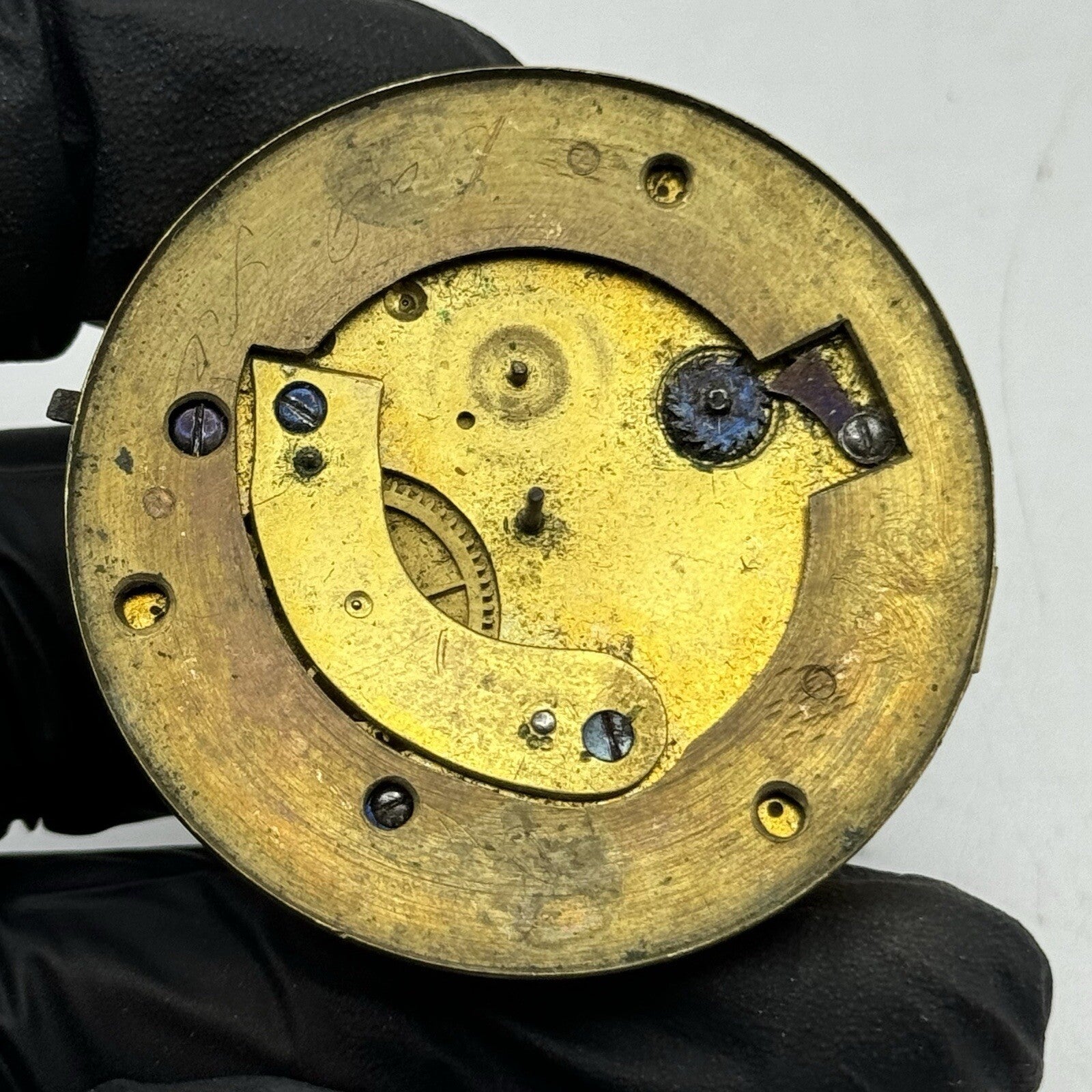 44.9mm Unidentified Quality Antique Fusee Pocket Watch Movement FOR PARTS