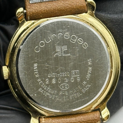 25mm Working Ladies Vintage Courreges Paris 4N01-0220 Gold Plated Quartz Watch