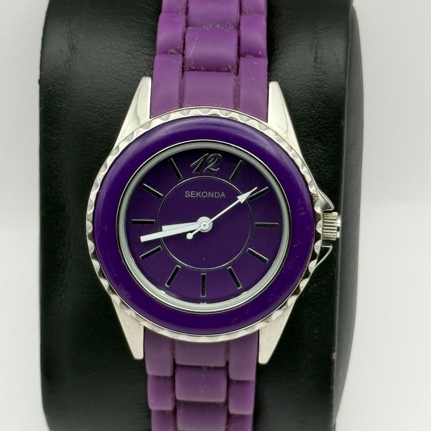 Sekonda Ladies Quartz Watch Purple Dial & Strap Working 32mm New Battery