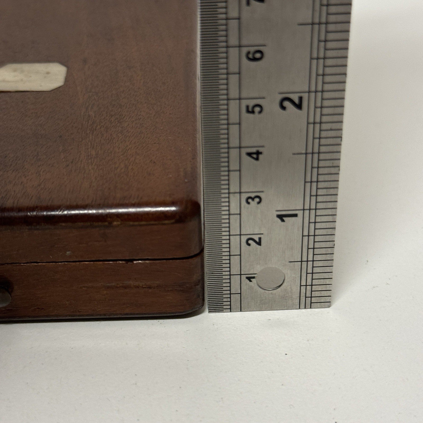 8cm x 10.5cm Antique Wooden Pocket Watch Box Purple Velvet Interior To Restore
