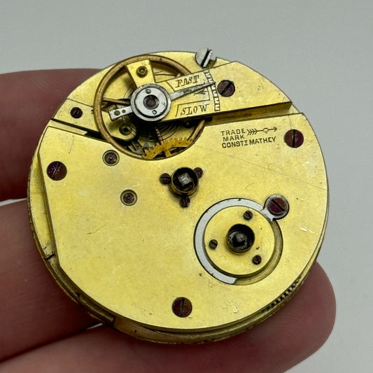40.5mm Antique Trade Mark Consti Mathey Key Wound Pocket Watch Movement PARTS